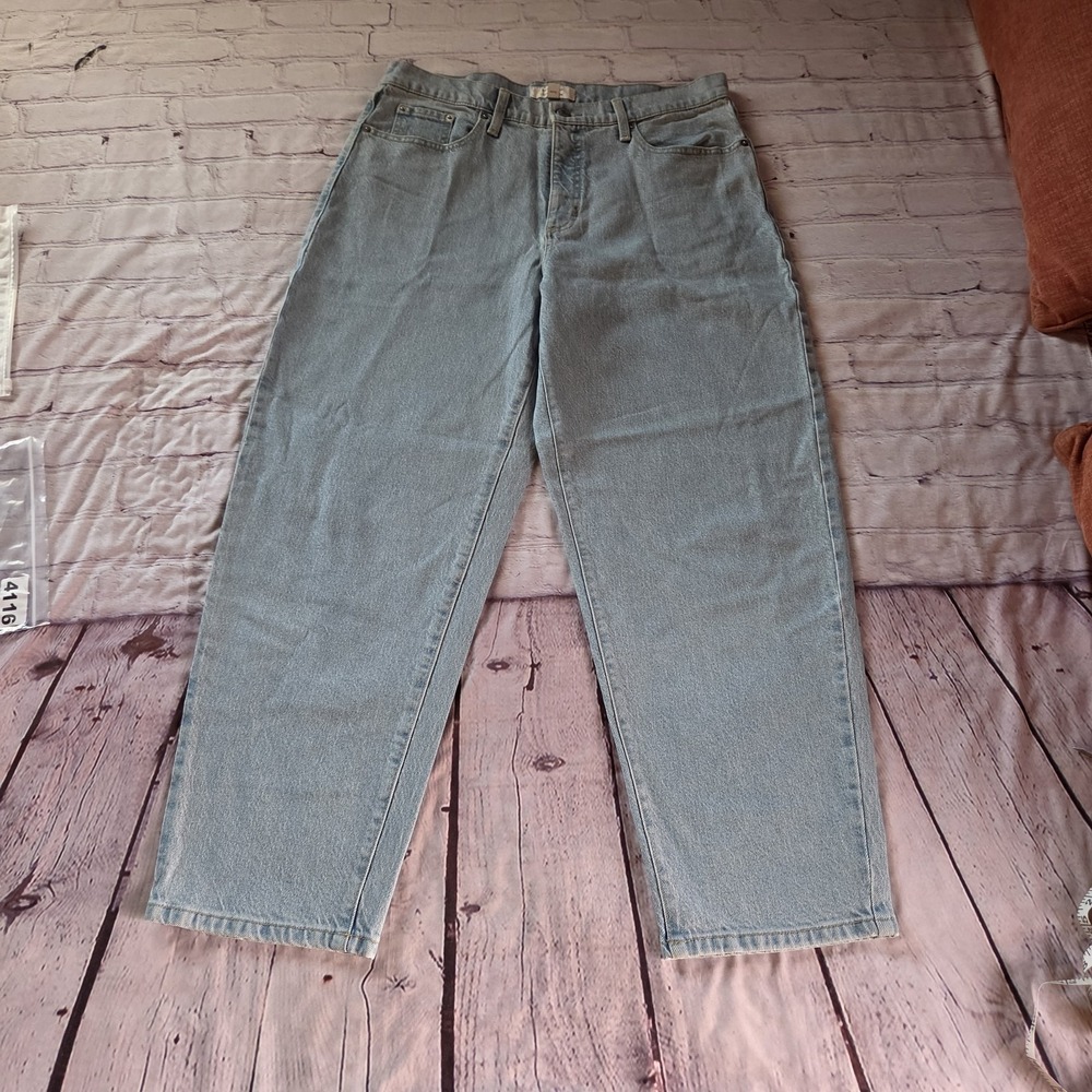 Banana Republic High-Rise Barrel Denim Blue Jeans Ankle Baggy Preppy Size 34/14